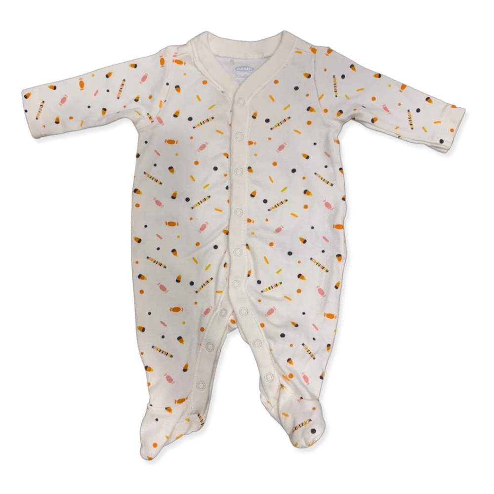 Baby Sleep and Play Footed Onsie Candy Print